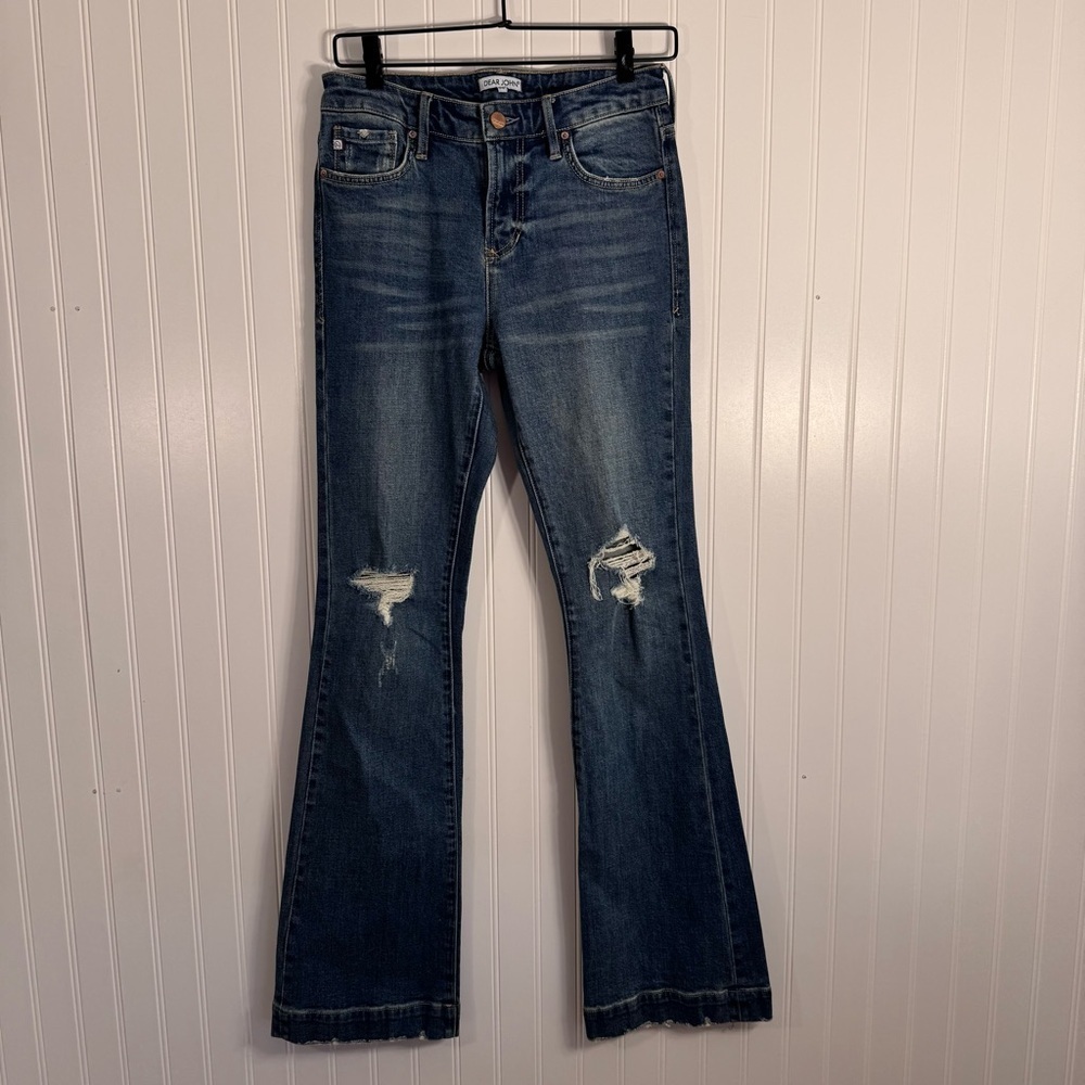 Dear John Distressed High-Waisted Bootcut Medium Wash Women’s Denim Jeans Sz 26